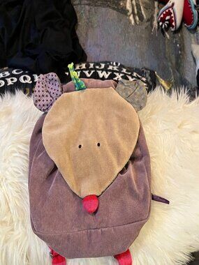 Moulin Roty "Les Jolis Pas Beaux" Mouse Mini Backpack | Children's Plush Bag